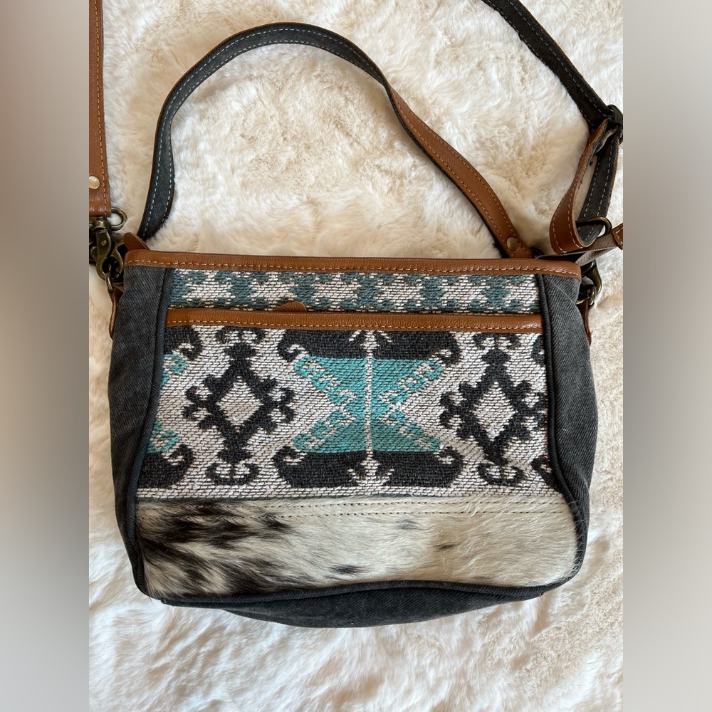 Myra Bag Canvas and Cowhide Purse